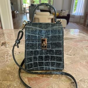 Brahmin “Midge” croc print leather crossbody bag